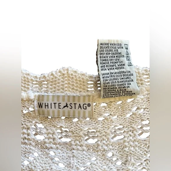 Vintage White Stag Tie Front Sweater Women’s XL Cottagecore Coquette 90s Grandma - Picture 5 of 5